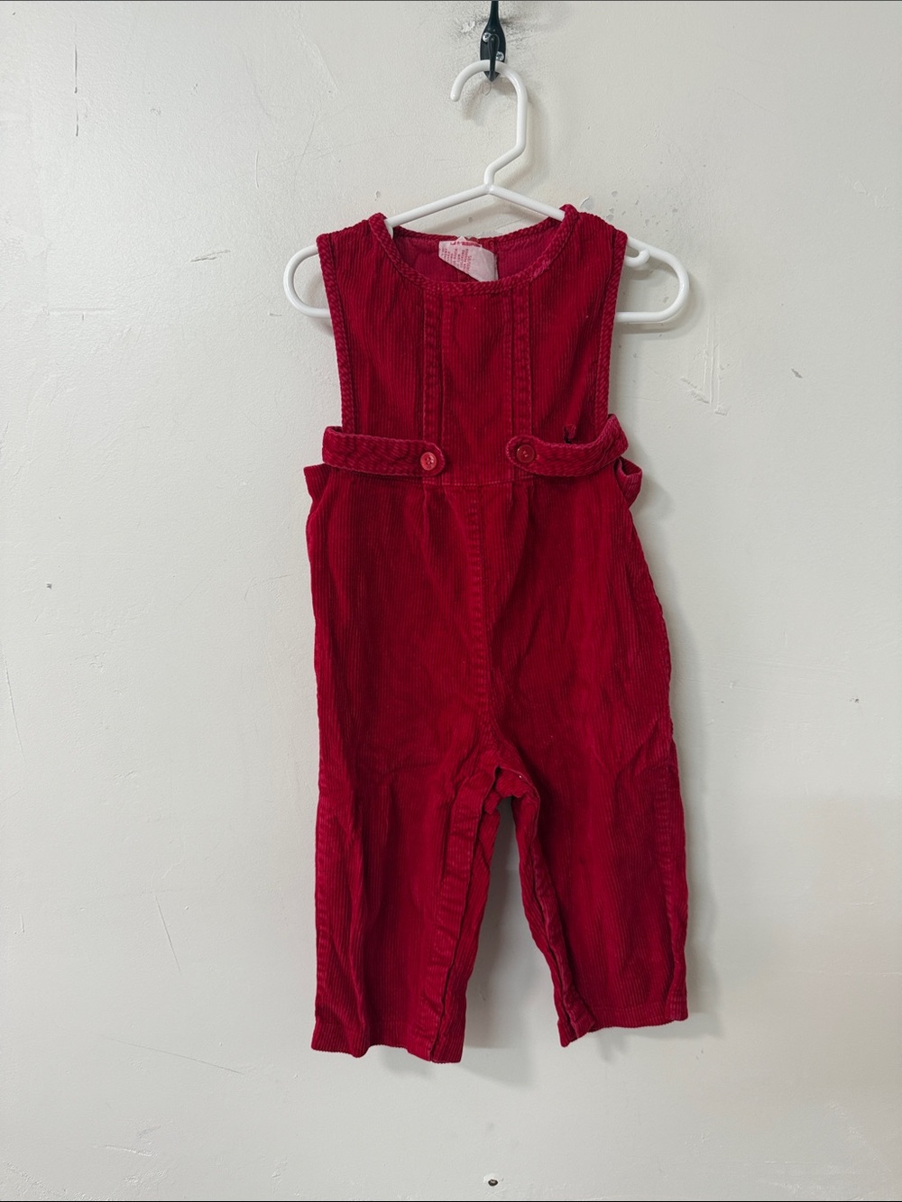 Red Corduroy Kids Overalls - vintage 90’s